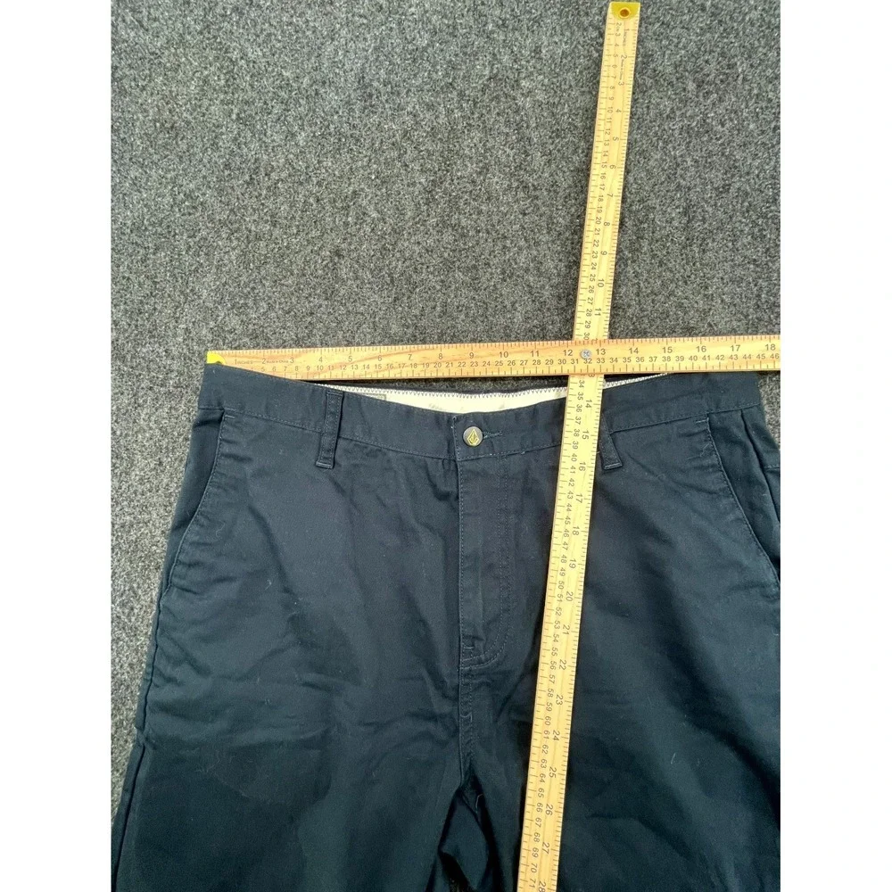 Volcom Stone Chino Shorts Mens 34 Black Flat Front Cotton Stretch Skating Hiking